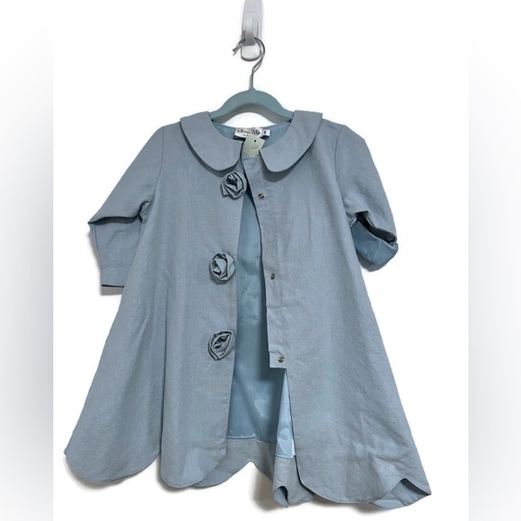 NWT Spoilt Elegant Blue linen  Dress/Jacket - Picture 2 of 6